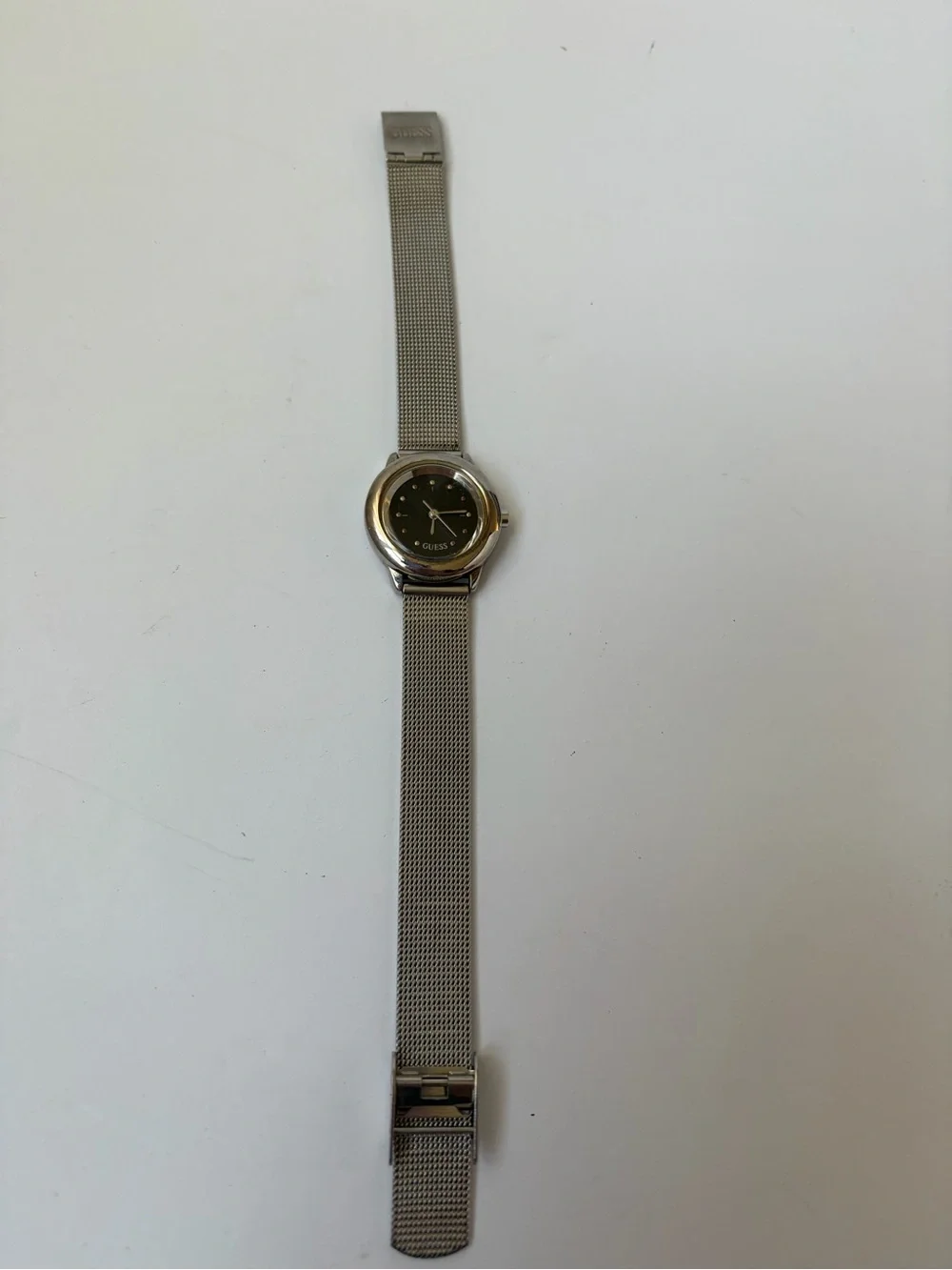 Guess Silver Stainless Steel Small Watchface Womens, New Battery, Works!